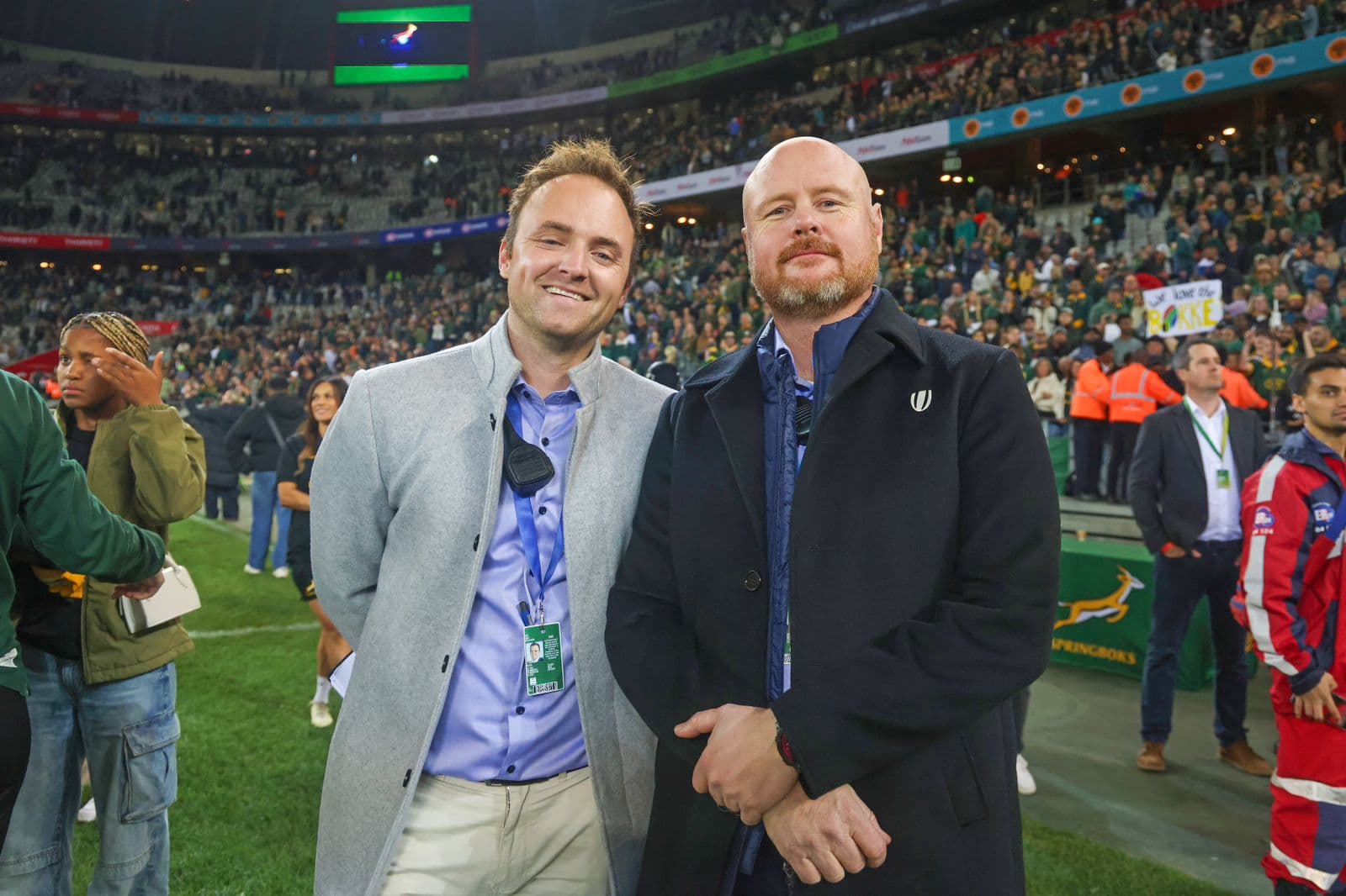 Coris Zietsman and Josh Kruyt on the field at DHL Stadium